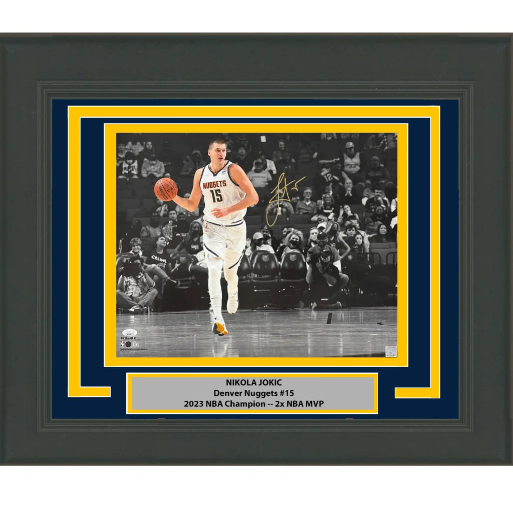 Framed Autographed Nikola Jokic Denver Nuggets 16x20 Basketball Photo JSA COA #1 | Hall of Fame Sports Memorabilia | vintageantiquesgifts.com