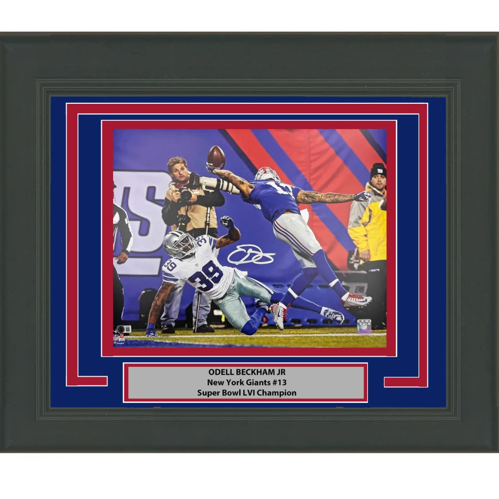 Framed autographed Odell Beckham Jr. The Catch New York Giants 16x20 photo with Beckett BAS COA