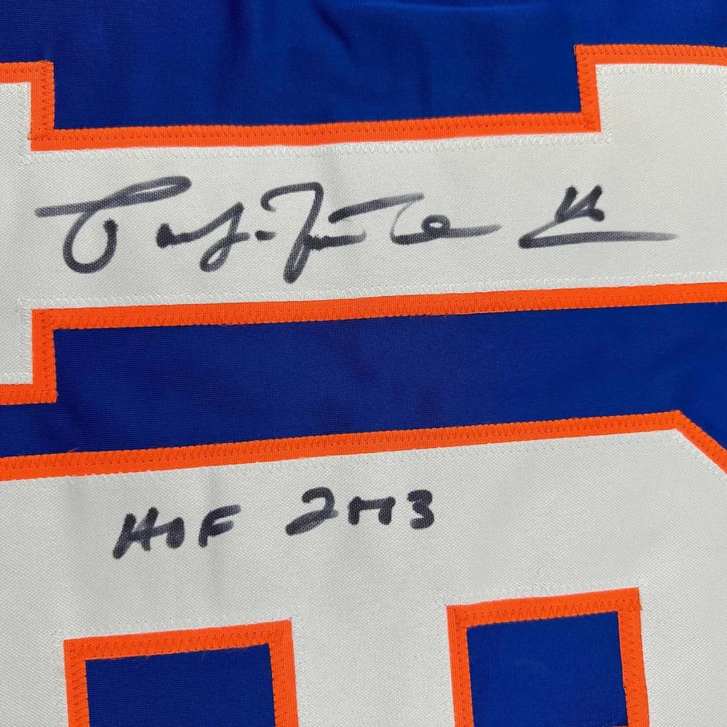 Signed York Blue Hockey jersey with HoF 2013 inscription for your man cave display