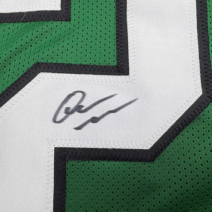 Framed Autographed Quinyon Mitchell 35x39 Philadelphia Kelly Green Football Jersey JSA COA | Certified Authentic Signed Memorabilia | vintageantiquesgifts.com