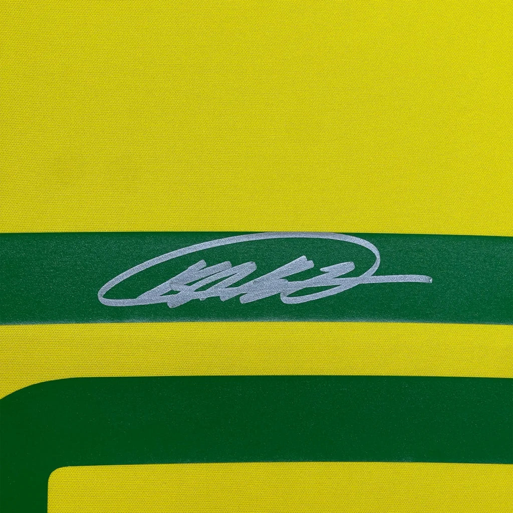 Framed Autographed Ricardo Kaka 35x39 Brazil Yellow Soccer Futbol Jersey Beckett BAS COA | Certified Authentic Signed Memorabilia | vintageantiquesgifts.com