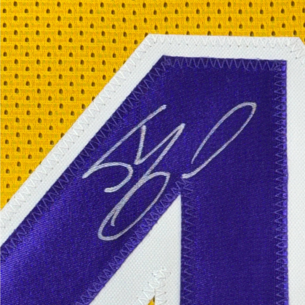 Framed Autographed Shaquille Shaq O'Neal 35x39 Los Angeles LA Yellow Basketball Jersey Beckett BAS COA | Certified Authentic Signed Memorabilia | vintageantiquesgifts.com