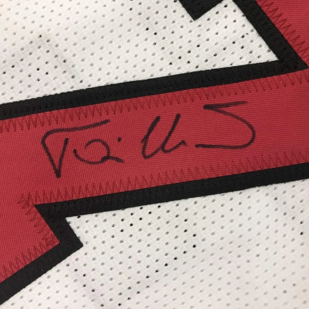 Framed autographed Toni Kukoc Chicago Bulls red white mesh jersey Beckett COA