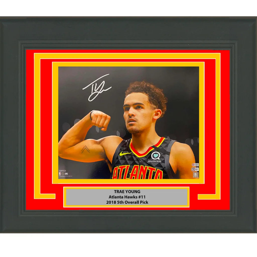Framed Autographed Trae Young Atlanta Hawks 16x20 Basketball Photo Beckett BAS COA | Hall of Fame Sports Memorabilia | vintageantiquesgifts.com