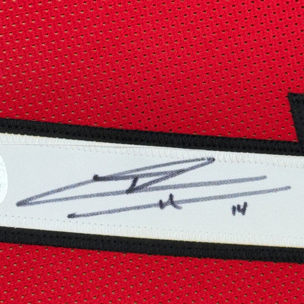 Framed Autographed Tyler Herro 35x39 Miami Red Basketball Jersey JSA COA | Certified Authentic Signed Memorabilia | vintageantiquesgifts.com