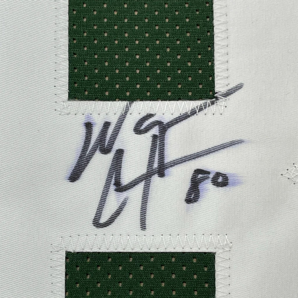 Framed autographed Wayne Chrebet white green New York Jets jersey JSA COA