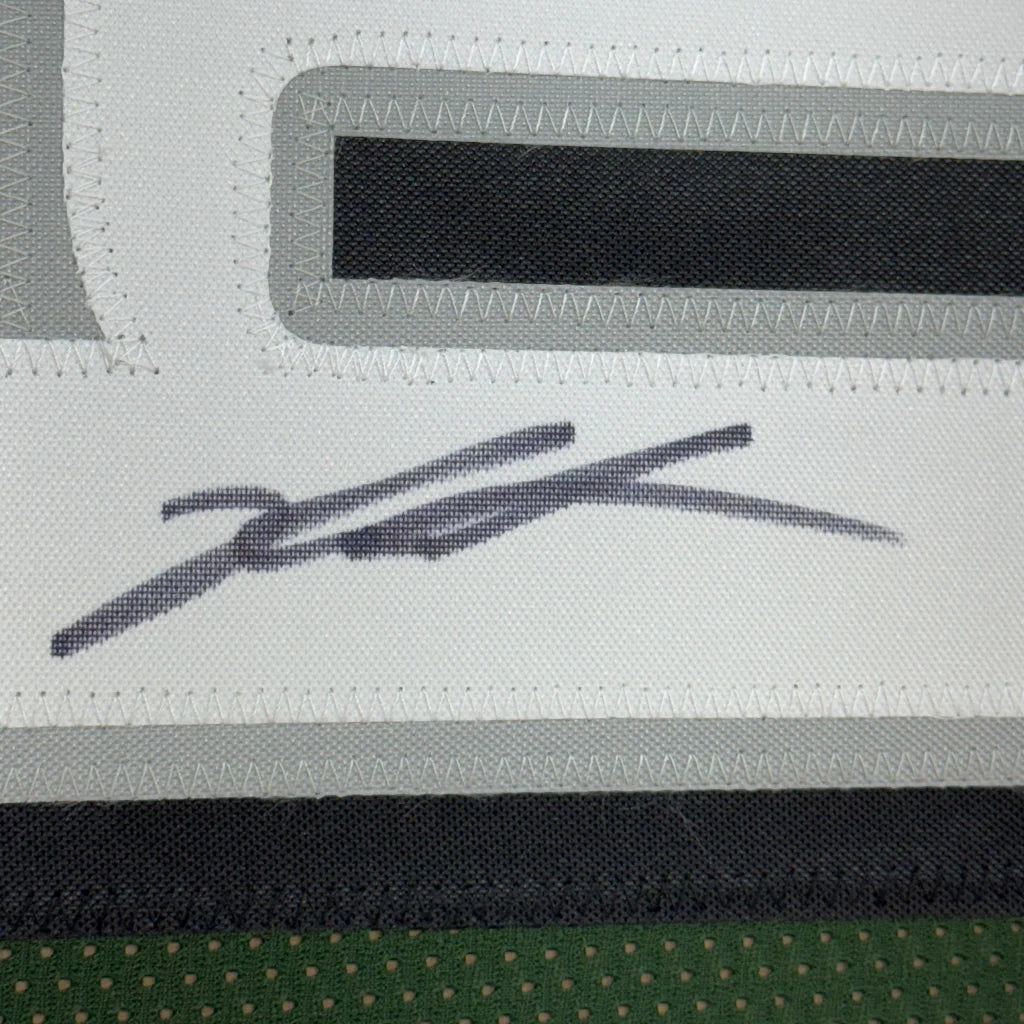 White Jalen Carter Eagles jersey with black signature and gray black trim for sale