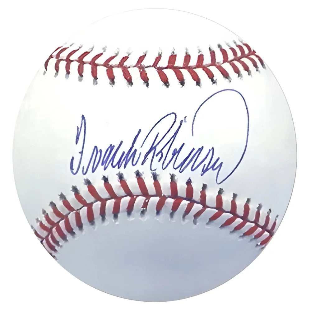 Frank Robinson signed MLB baseball with blue autograph and red stitching