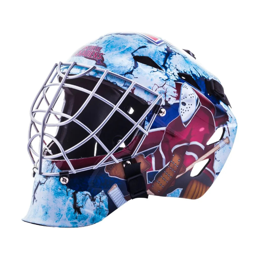 Franklin NHL team street hockey goalie mask with colorful ice and player design