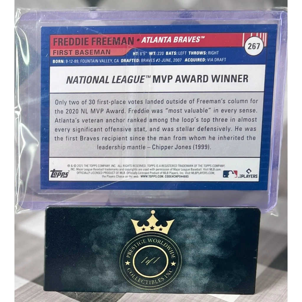 Freddie Freeman 2021 Topps Holographic Card from Prestige Worldwide Collectibles