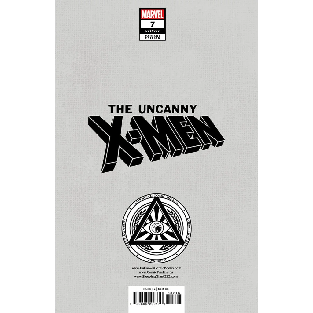 Grayscale comic cover of Uncanny X-Men issue 7 by David Nakayama from Unknown Comics David