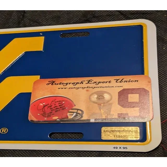 Geno Smith signed West Virginia WVU license plate with blue and gold design and COA