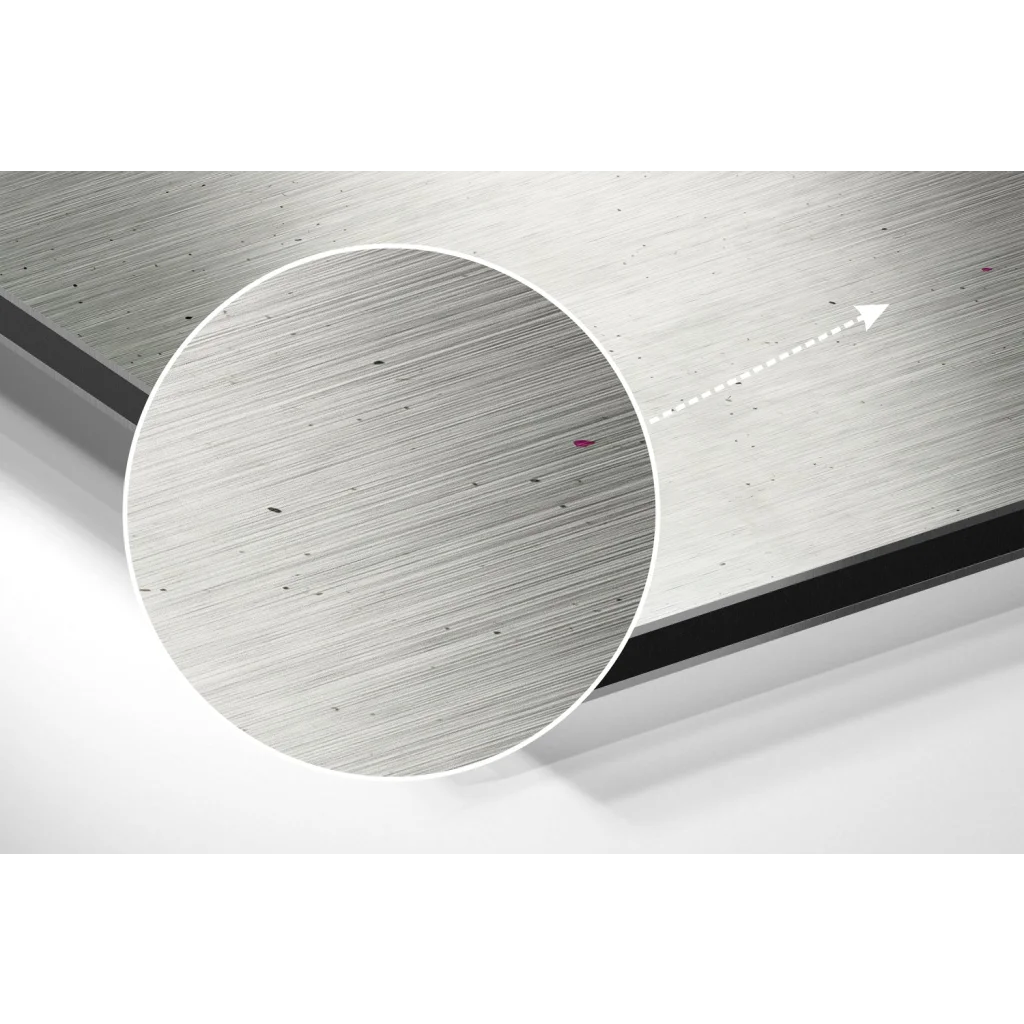 Brushed aluminium dibond wall art with silver textured metal surface