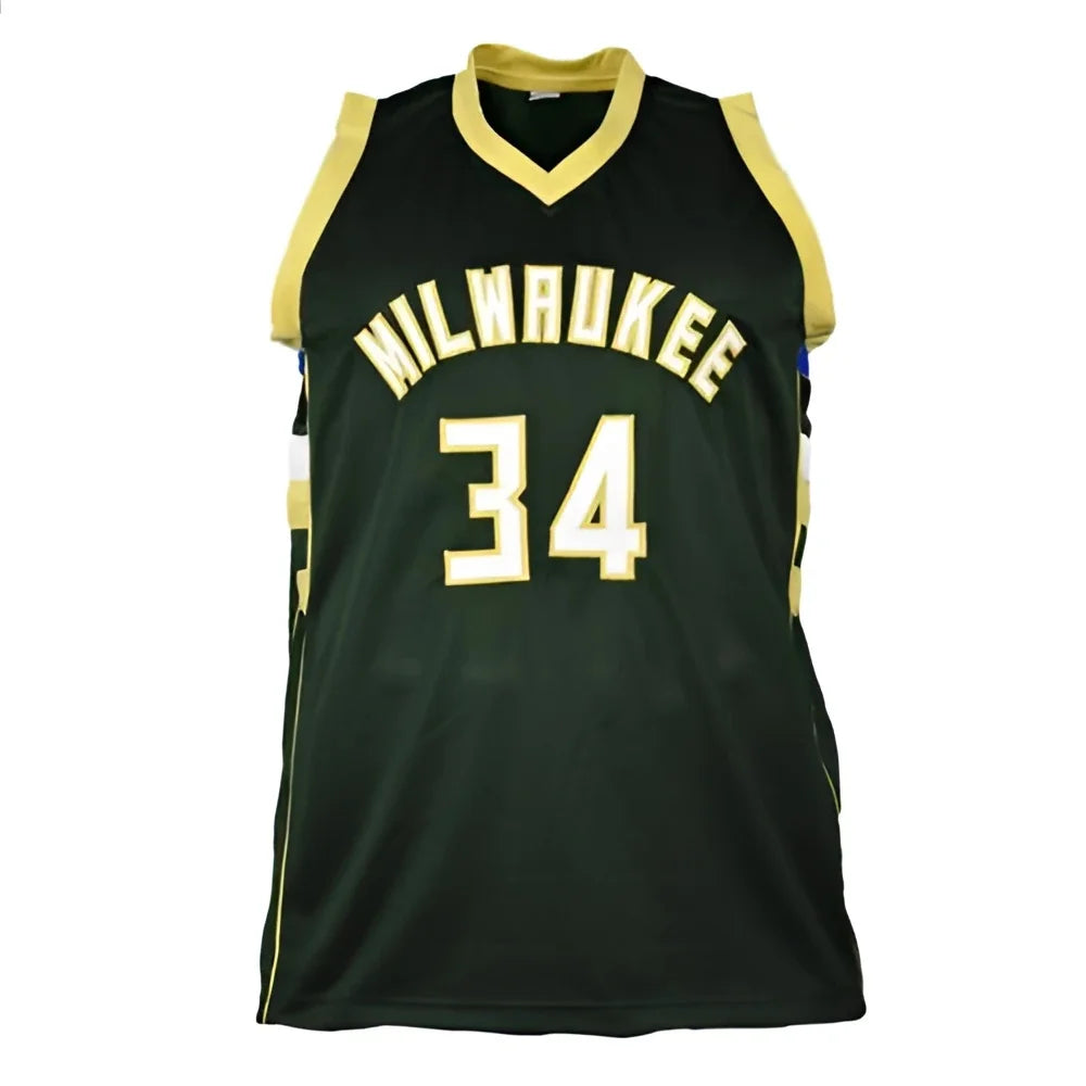 Giannis Antetokounmpo autographed custom jersey, green MVP edition