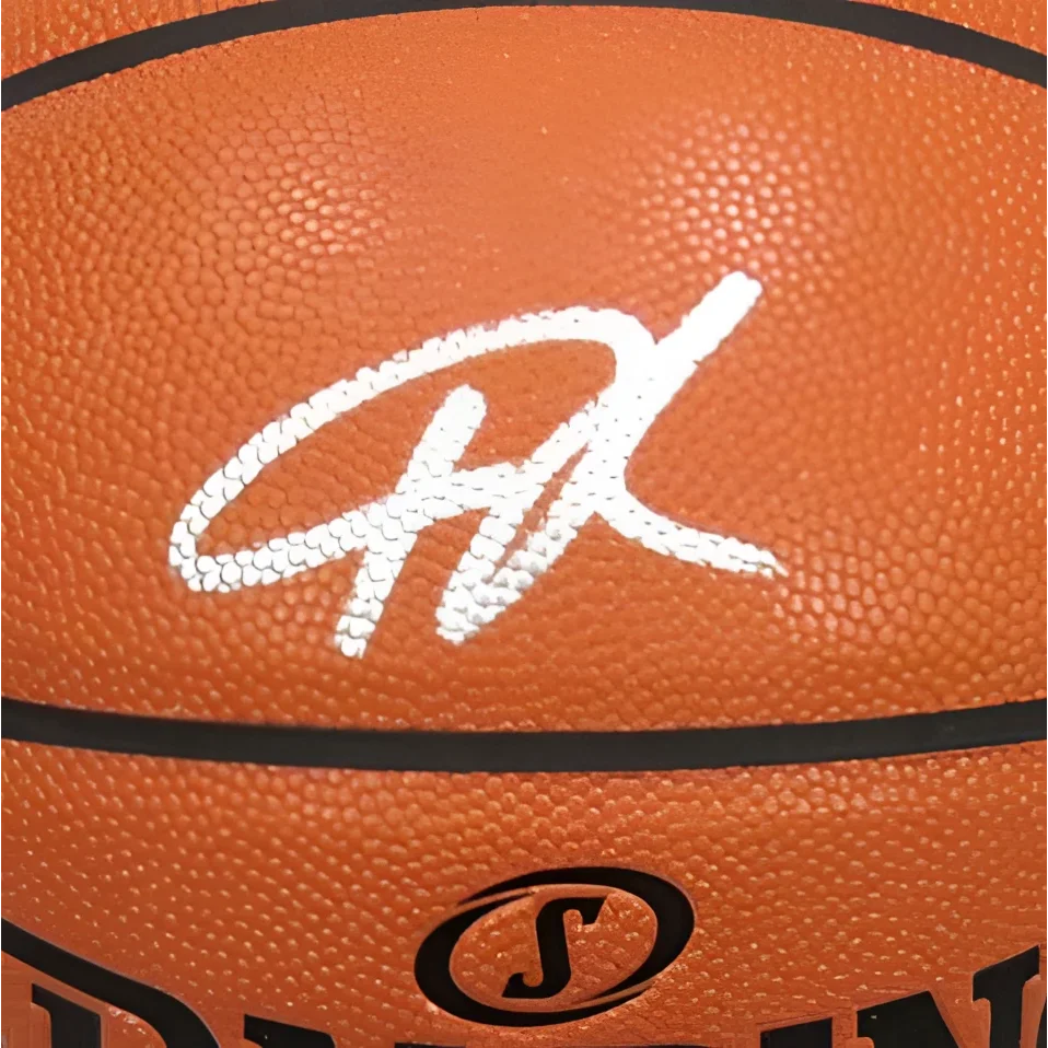 Giannis Antetokounmpo autographed orange NBA replica game basketball