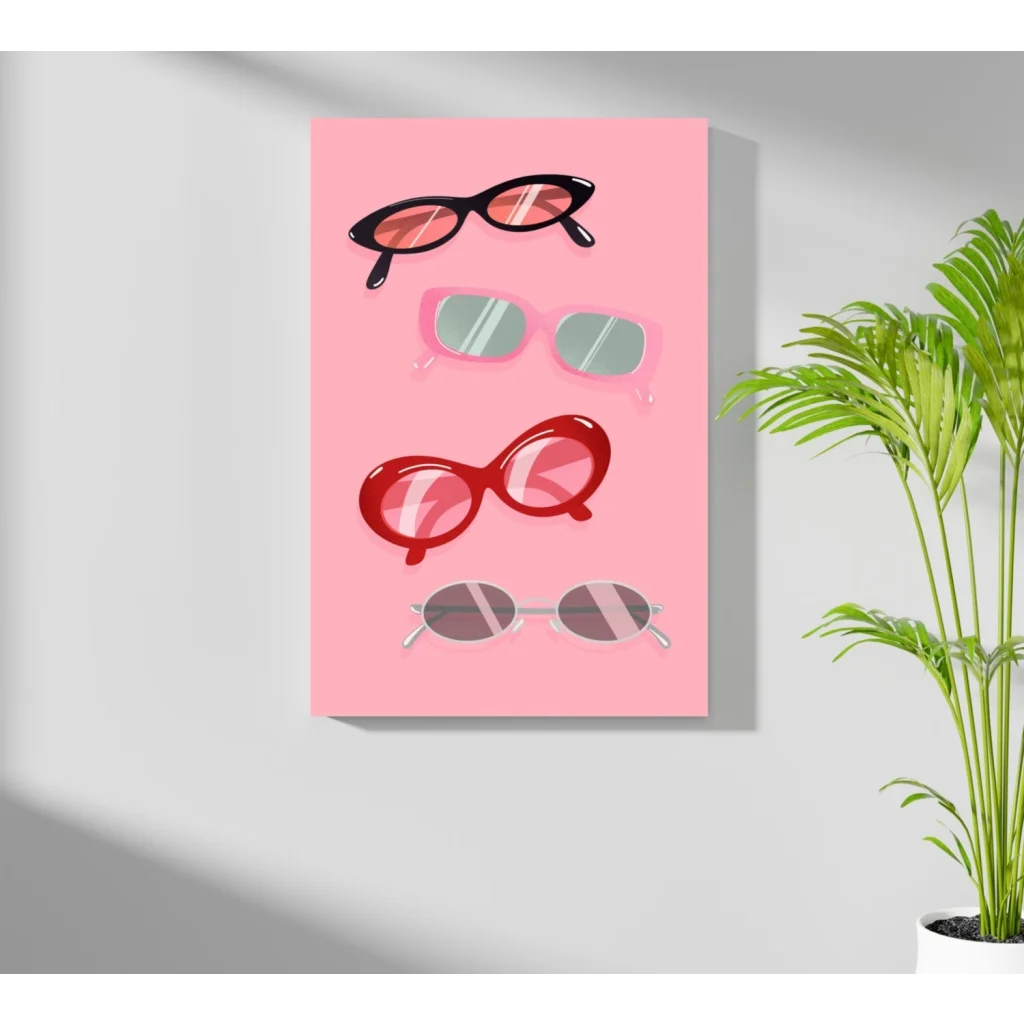 Pink sunglasses pop art canvas from Insigne Aluminum Prints