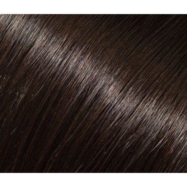 Dark brown shiny hair strands from Gorgeous I-Tip Human Hair Extensions in Golden Blonde