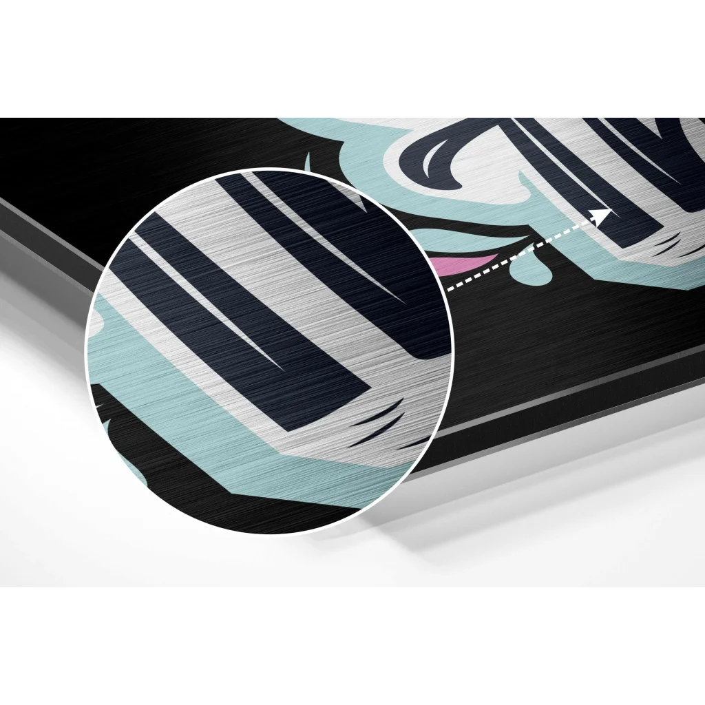 Stylized cartoon on brushed aluminium dibond wall art print