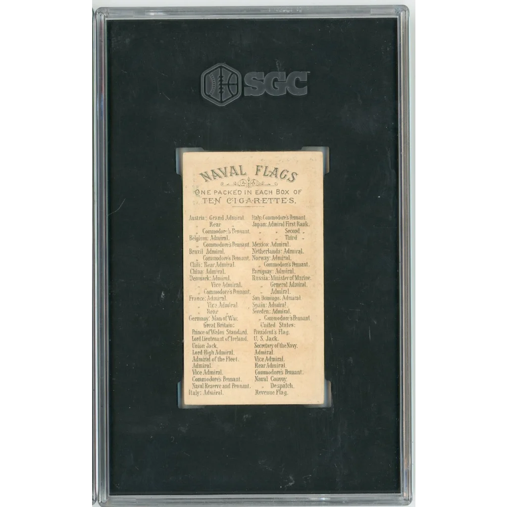 Graded 1886 Allen & Ginter Naval Flags N17 Admiral Great Britain Baseball Tobacco Card SGC 5 Excellent | SGC 5 Excellent Graded Vintage Baseball Tobacco Card | vintageantiquesgifts.com