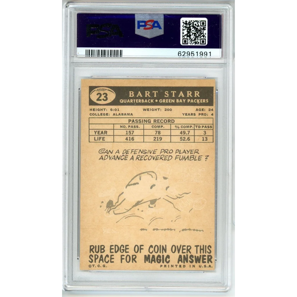 Vintage PSA graded 1959 Topps Bart Starr football card for collectors