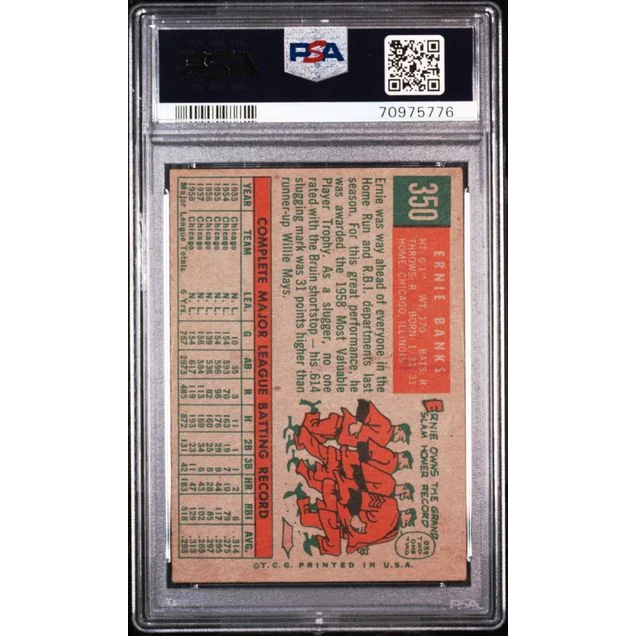 Vintage PSA graded 1959 Topps Ernie Banks baseball card ready to rock