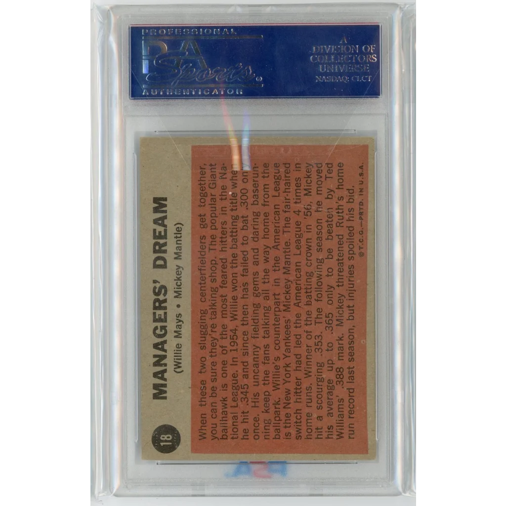 Graded 1962 Topps Mickey Mantle Willie Mays PSA 6 card in slab