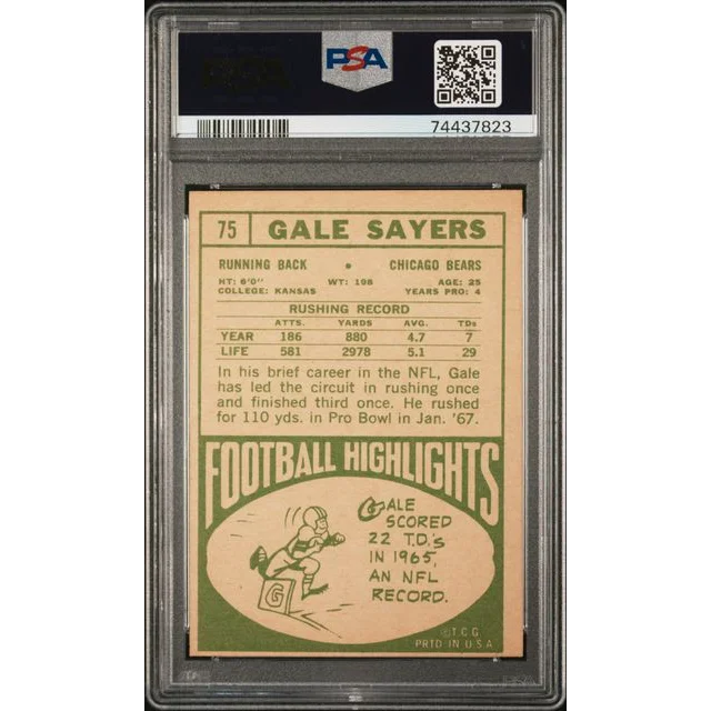 Vintage 1968 Topps Gale Sayers PSA Graded VG-EX 4 football trading card