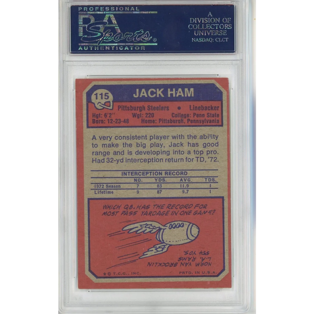 PSA graded 1973 Jack Ham vintage football card for collectors