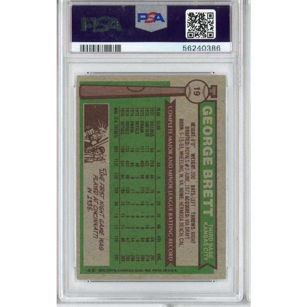 Graded 1976 Topps George Brett #19 PSA 7 NM Baseball Card