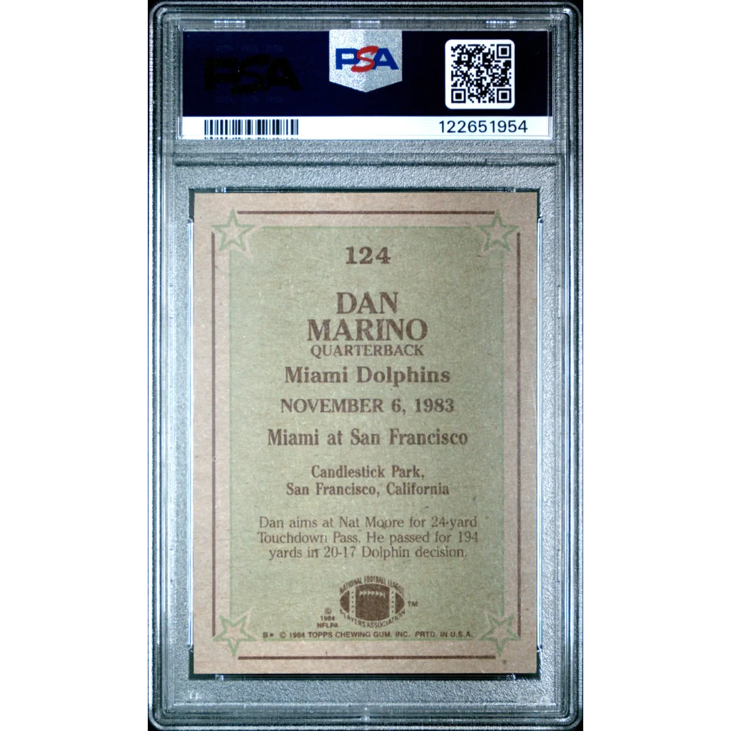 Graded 1984 Topps Dan Marino #124 Football Card PSA 6 Excellent