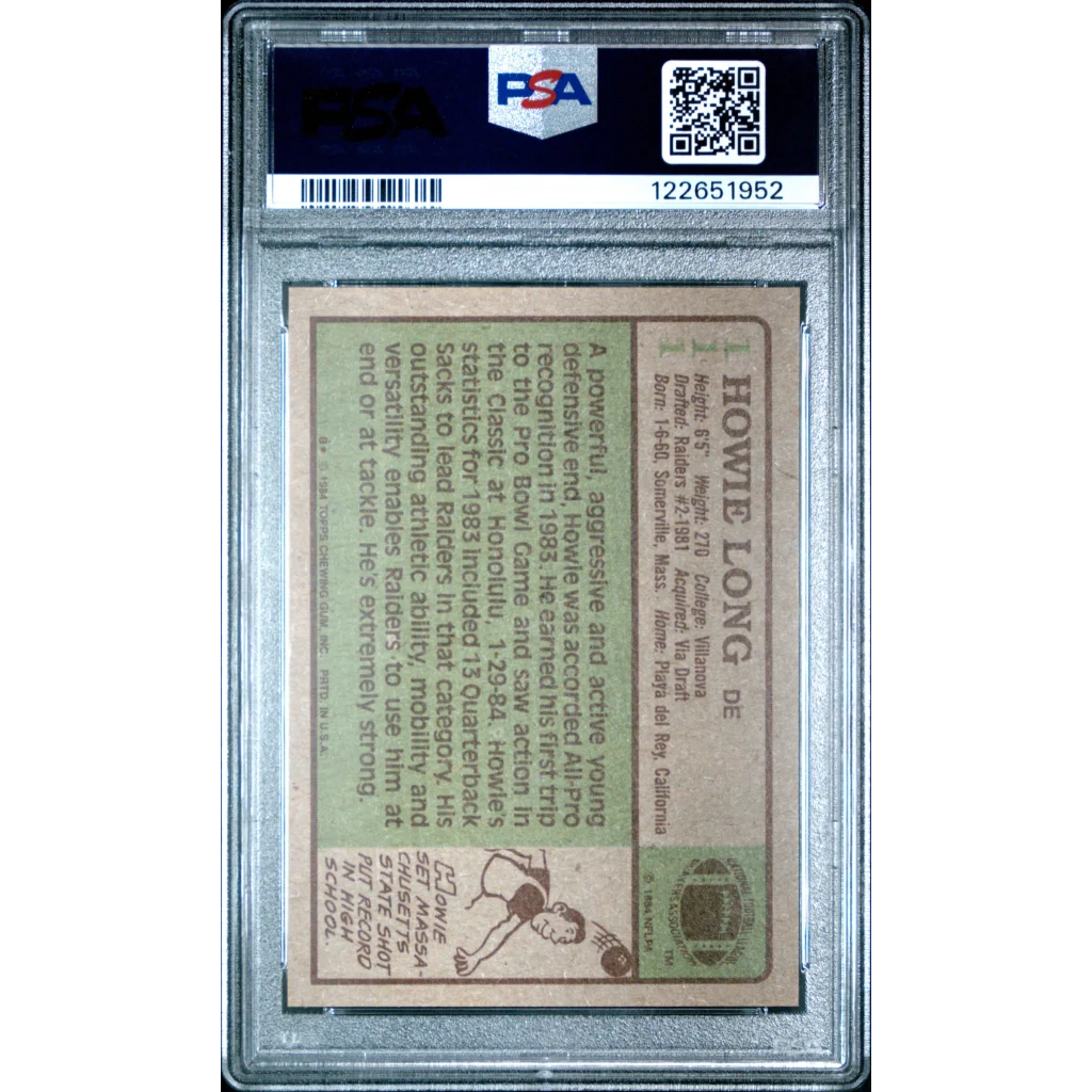 Graded 1984 Topps Howie Long #111 Rookie RC Football Card PSA 6 Excellent | PSA 6 EX-MT Graded Rookie Card | vintageantiquesgifts.com