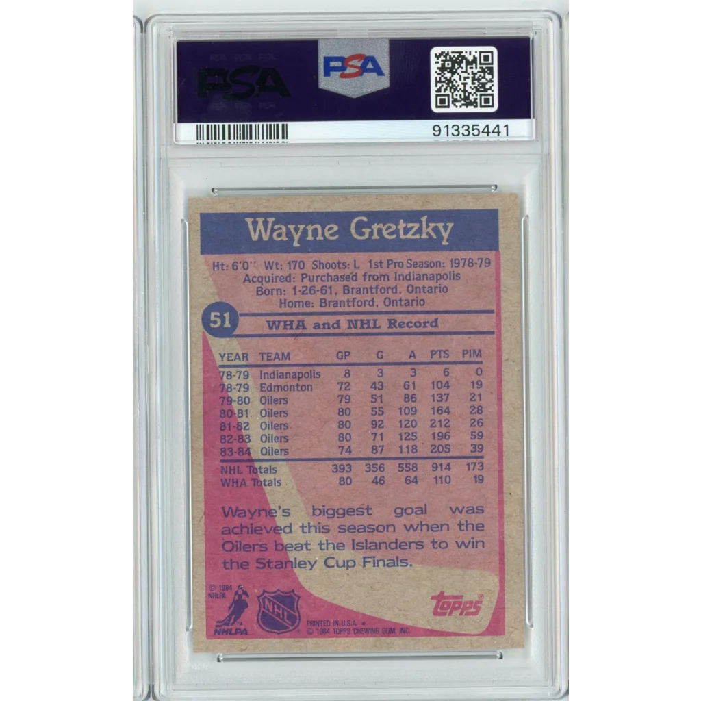 Graded 1984 Topps Wayne Gretzky #51 PSA 9 Mint Hockey Card