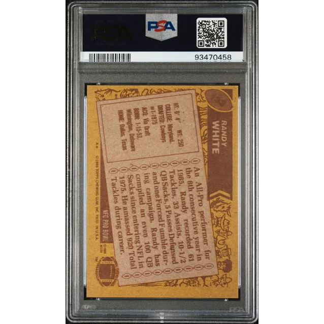 Vintage 1986 Topps Randy White Football Card graded NM 7 by PSA