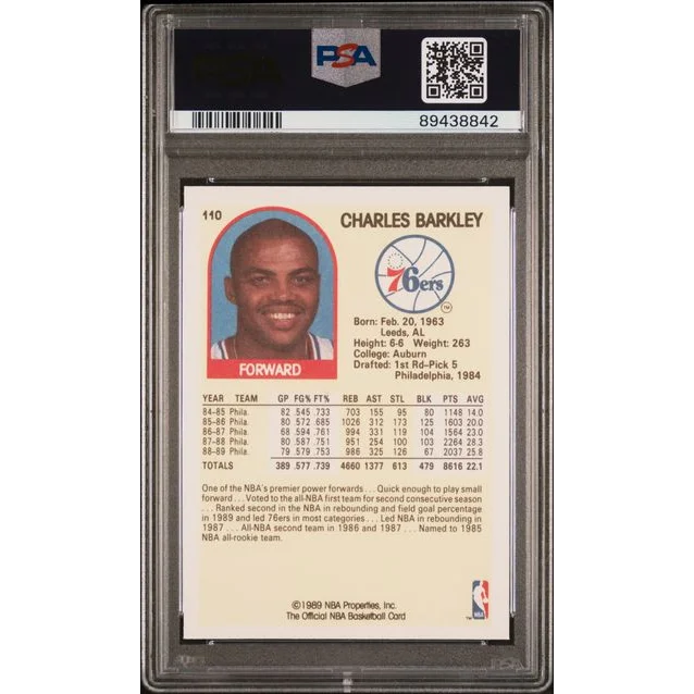Graded Charles Barkley 76ers basketball card in protective slab for collectors