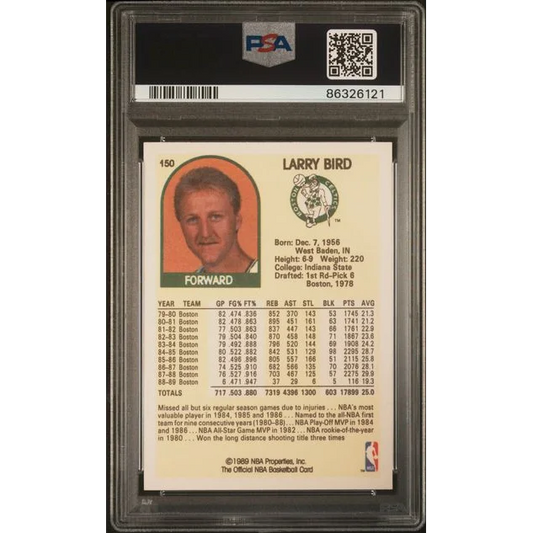 Graded 1989 Hoops Larry Bird #150 PSA 10 Gem Mint basketball card slab