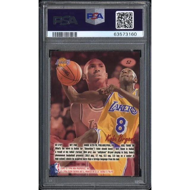 Kobe Bryant basketball card in PSA slab from Professional Sports Authenticator
