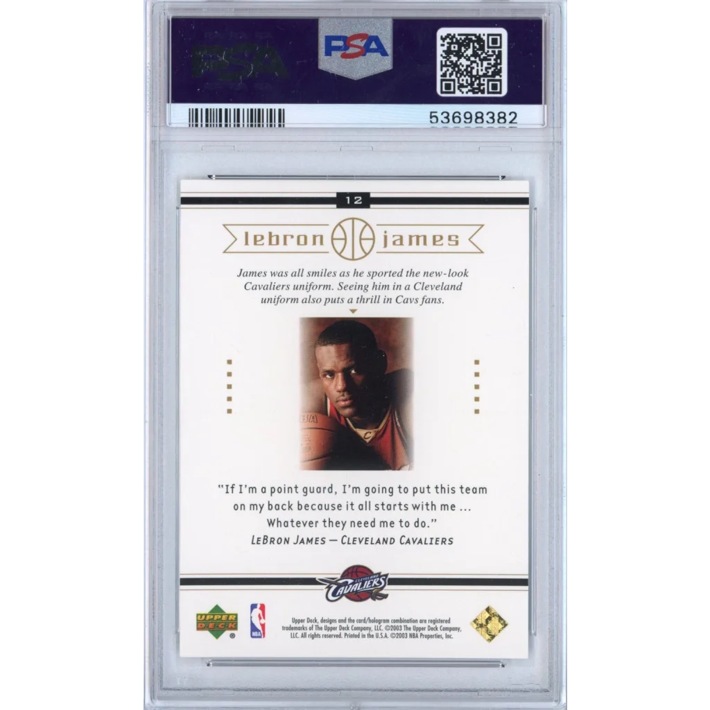 PSA 10 Graded 2003-04 Upper Deck LeBron James #12 Rookie Card Autographed