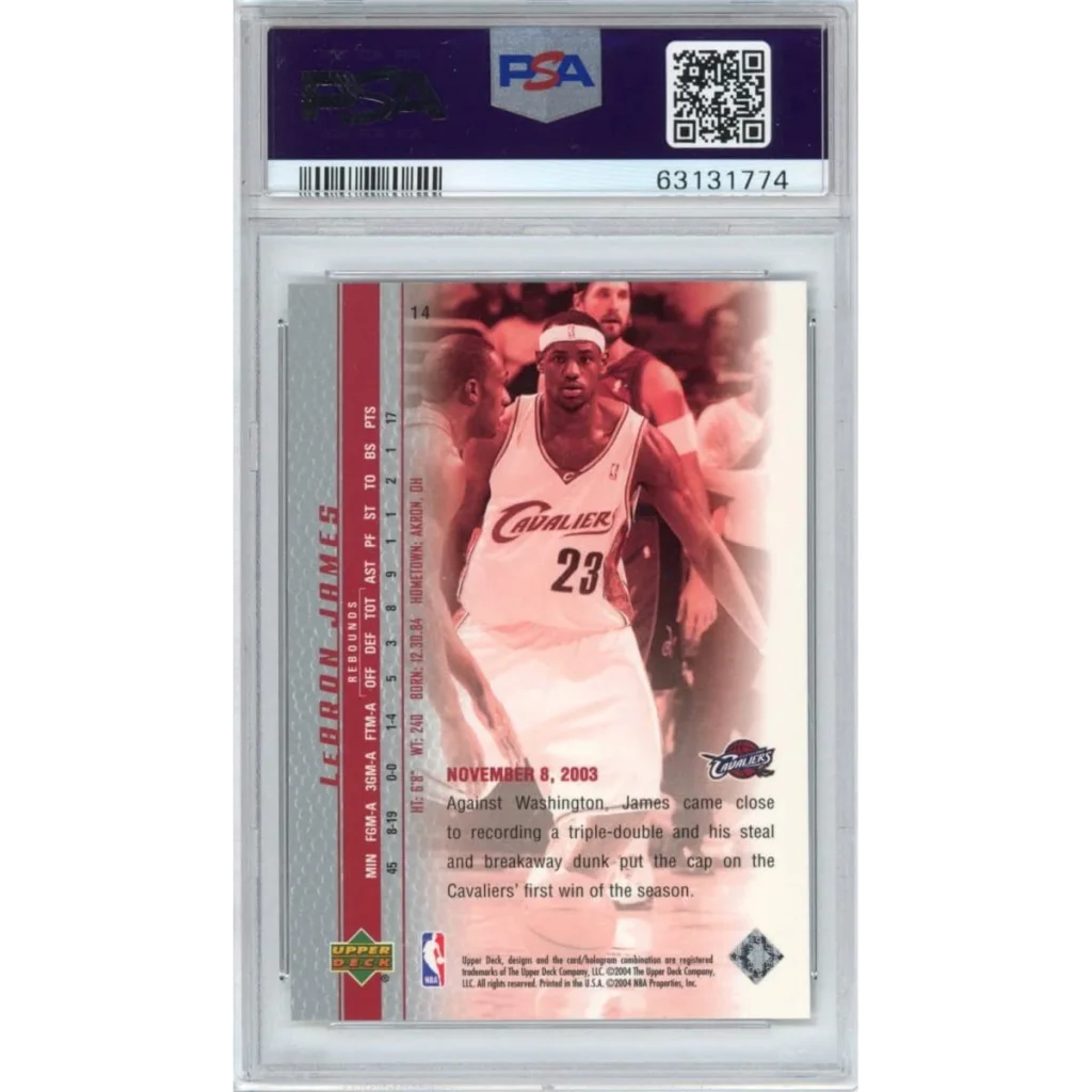 Graded PSA 10 2003-04 Upper Deck LeBron James #14 Rookie Card