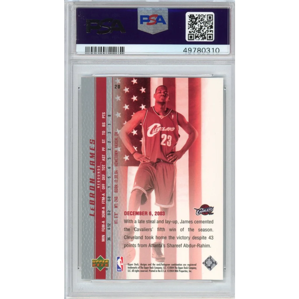 Graded PSA 10 2003-04 Upper Deck LeBron James #20 Rookie Card