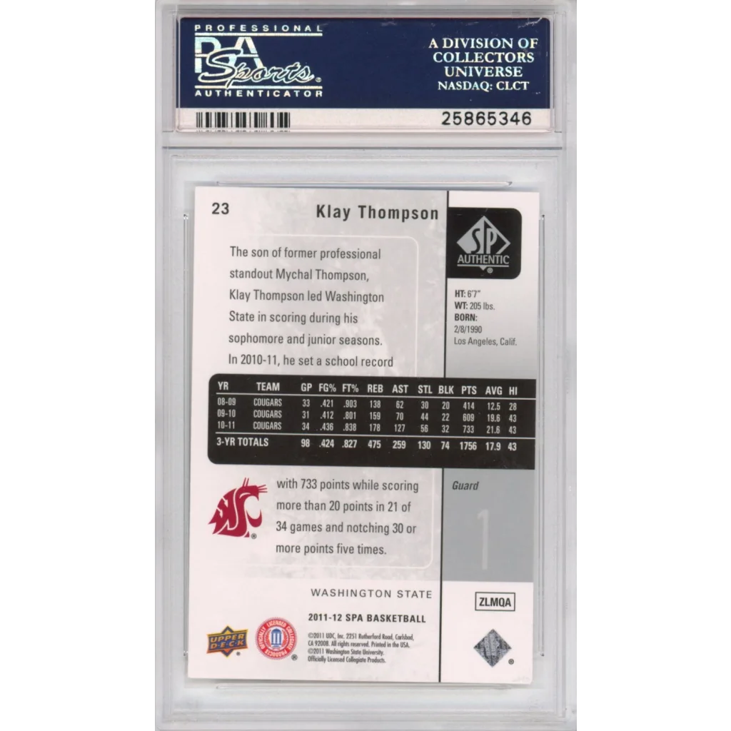 PSA graded 2011 Klay Thompson rookie card for basketball card collectors