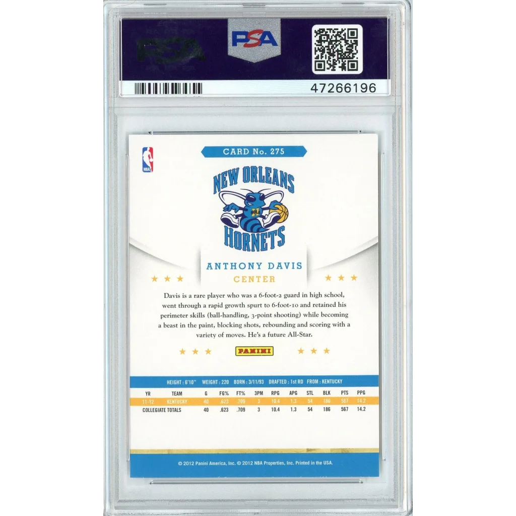 Graded PSA 10 2012 Panini Hoops Anthony Davis #275 Rookie Card 47266196
