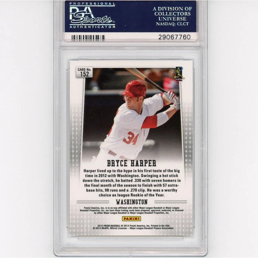 PSA graded 2012 Panini Prizm Bryce Harper rookie baseball card for collectors