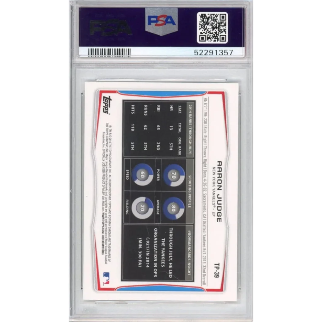 PSA graded 2019 Topps baseball card from Bowman collection