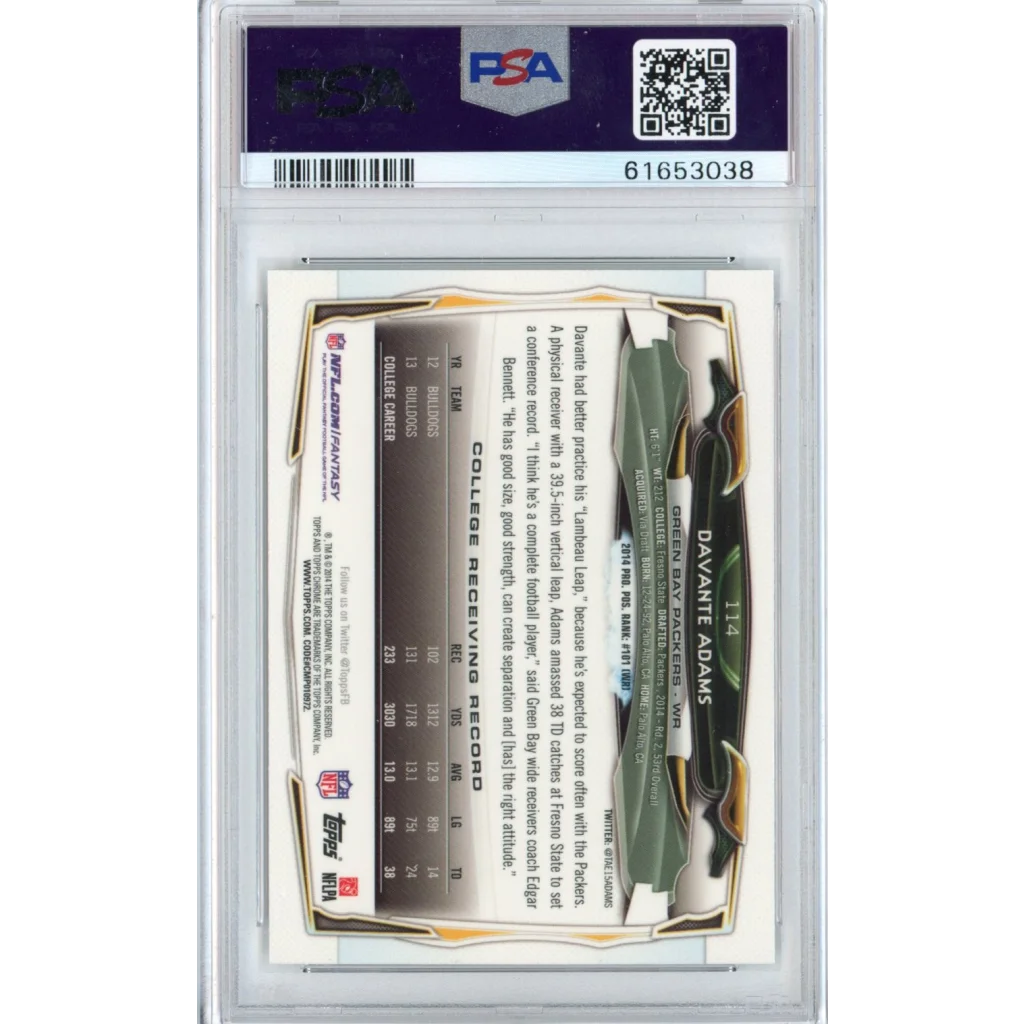 Graded PSA 10 2014 Topps Chrome Davante Adams Rookie RC Football Card