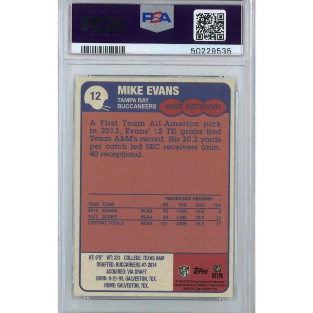 PSA graded Mike Evans 2014 Topps Chrome rookie card by professional sports authenticator