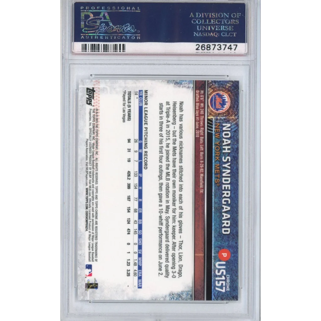 Graded 2015 Topps Chrome Update Noah Syndergaard #US157 Rookie RC Baseball Card PSA 10 Gem Mint | PSA 10 Gem Mint Graded Rookie Card | vintageantiquesgifts.com