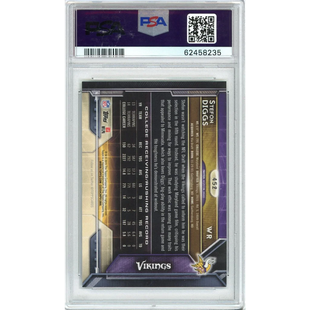 Stefon Diggs PSA 10 Gem Mint Rookie Card in protective slab for collectors