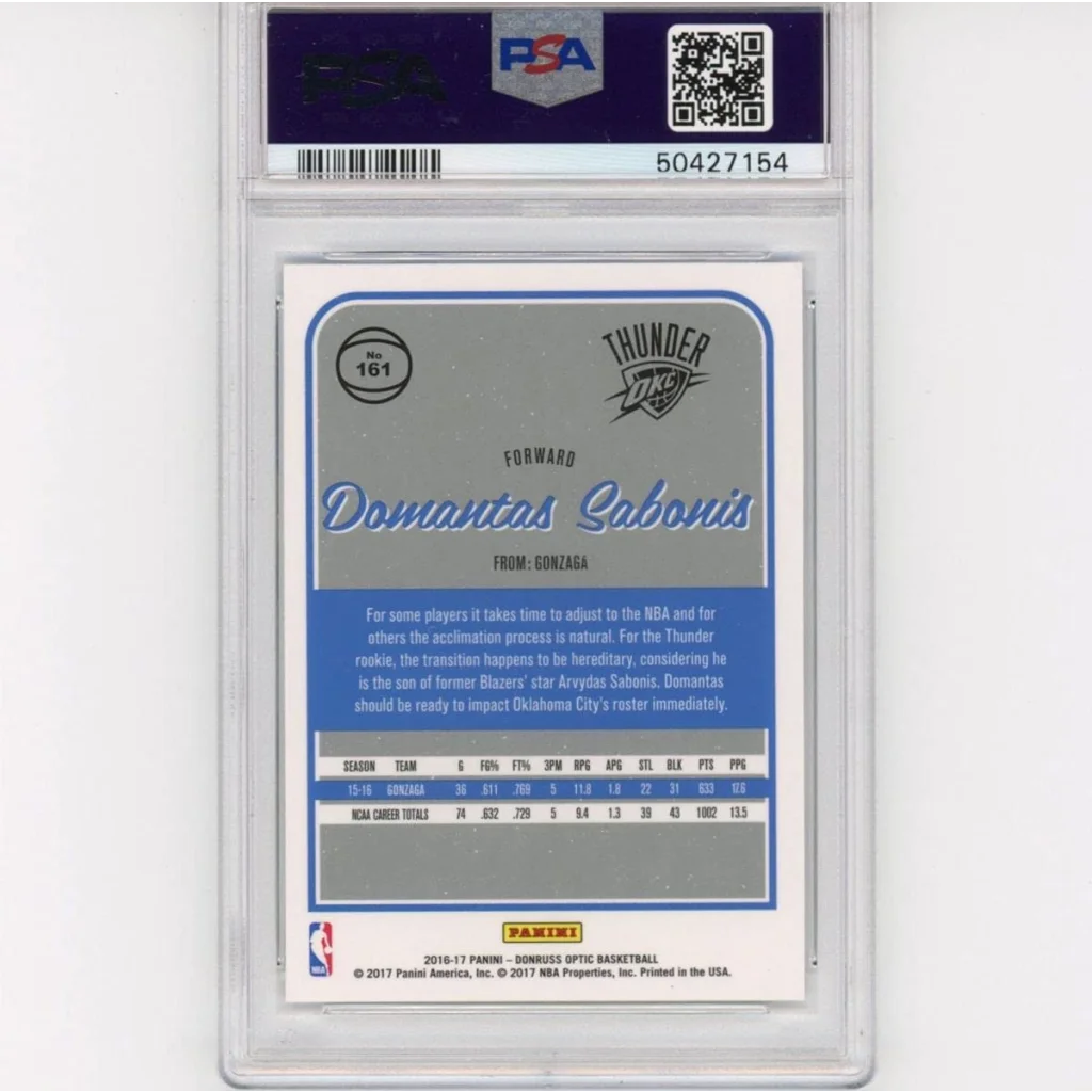Graded PSA 10 2016-17 Panini Donruss Optic Domantas Sabonis #161 Rookie Card