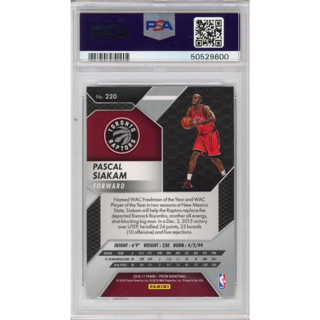Pascal Siakam 2016-17 Panini Prizm Rookie PSA 10 card