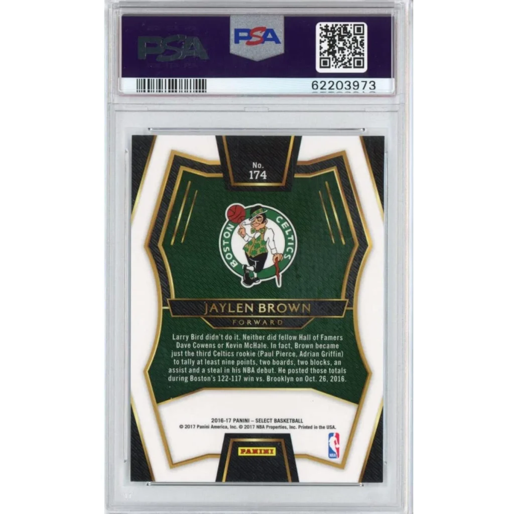 Graded 2016-17 Panini Select Jaylen Brown #174 Premier Rookie RC Basketball Card PSA 10 Gem Mint | PSA 10 Gem Mint Graded Rookie Card | vintageantiquesgifts.com